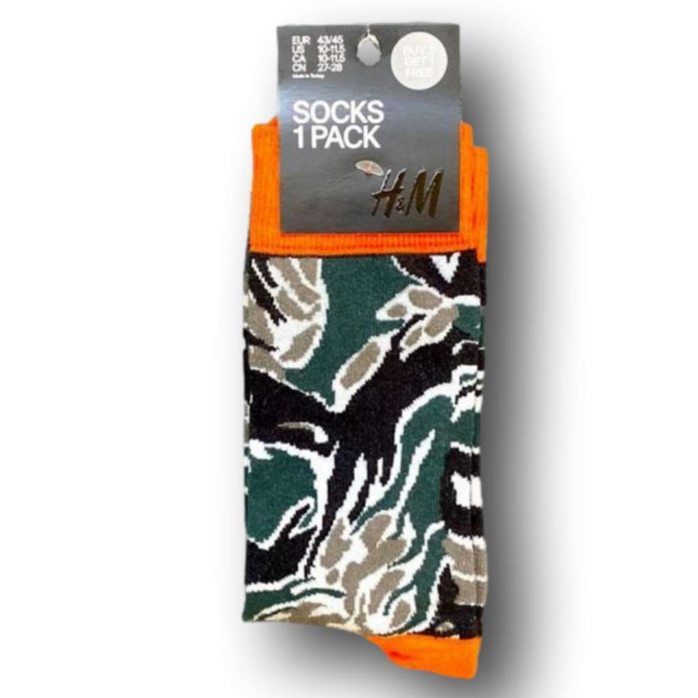 3/$18 Jungle Camouflage Funny Novelty Crew Socks - Brand New